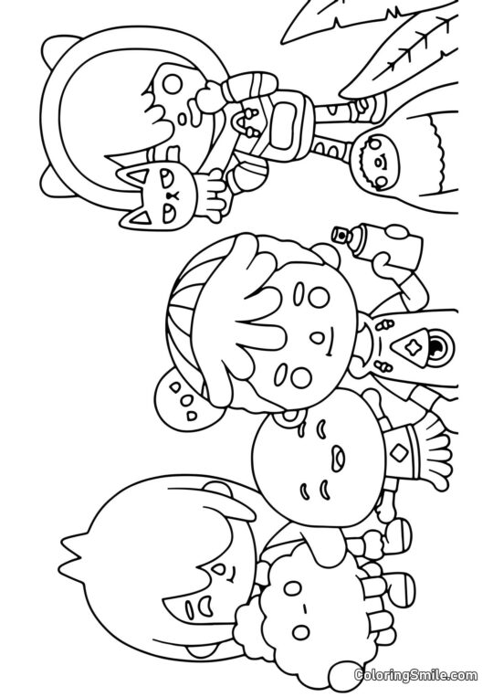 Toca Boca helte med crumpets Toca Boca helte med crumpets - Farvelægningsside