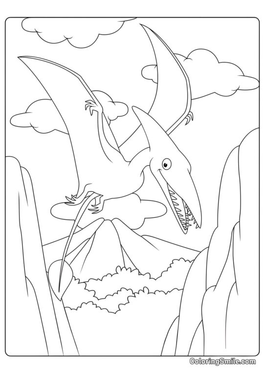Pterosaur – Flyvende Dinosaur - Farvelægningsside