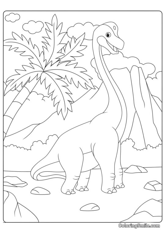 Cartoon Brachiosaurus - Farvelægningsside