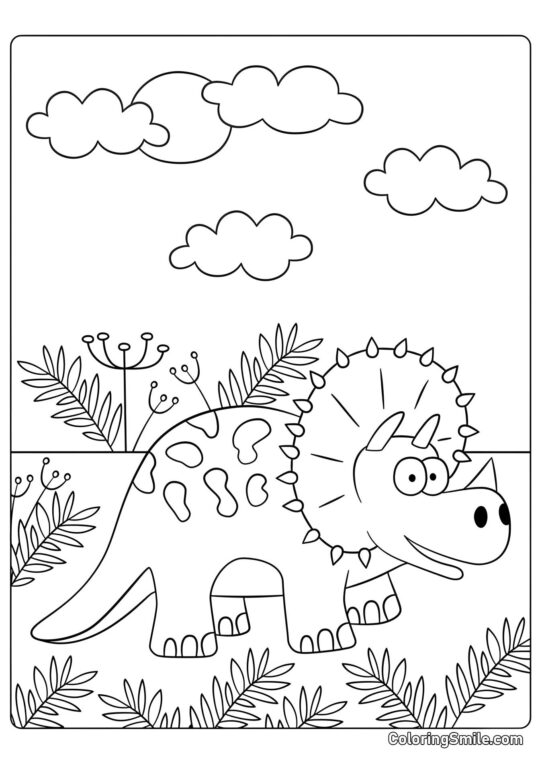 Cartoon Triceratops - Farvelægningsside