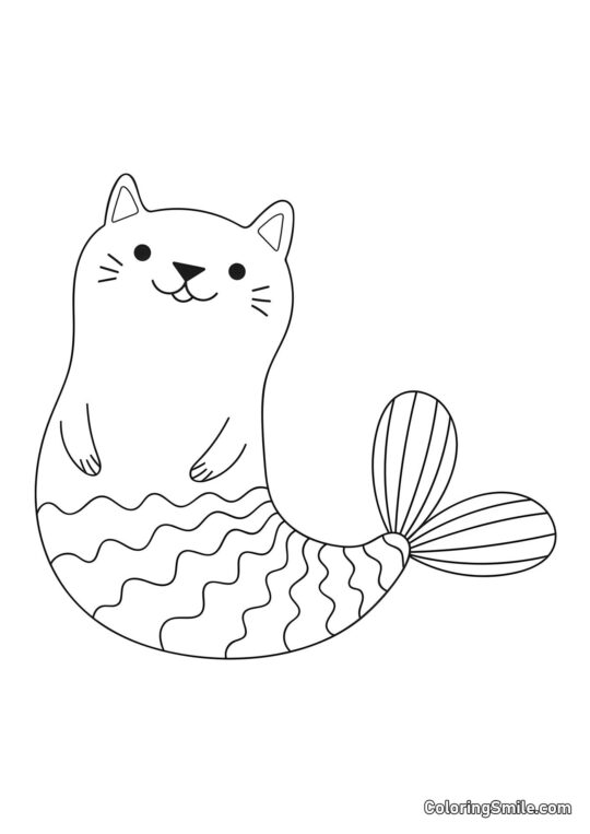 Havfrue Kat - Farvelægningsside