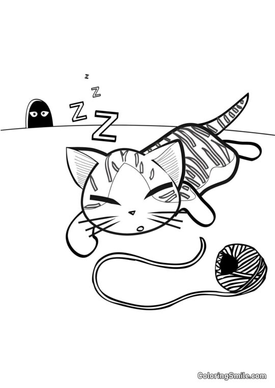 Mus Ser på Katten - Farvelægningsside