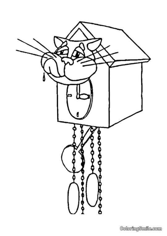 Kat i Antik Ur - Farvelægningsside