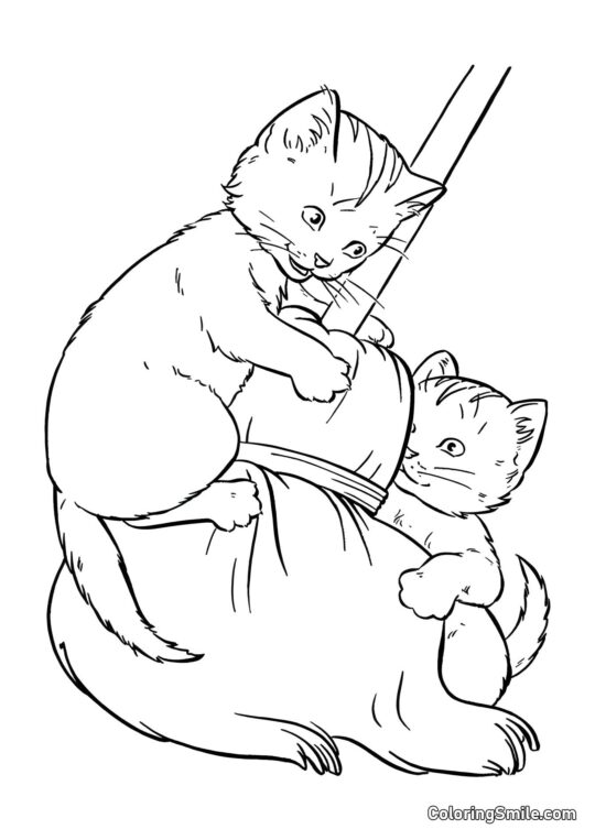 To Killinger Leger med en Fejeblad - Farvelægningsside