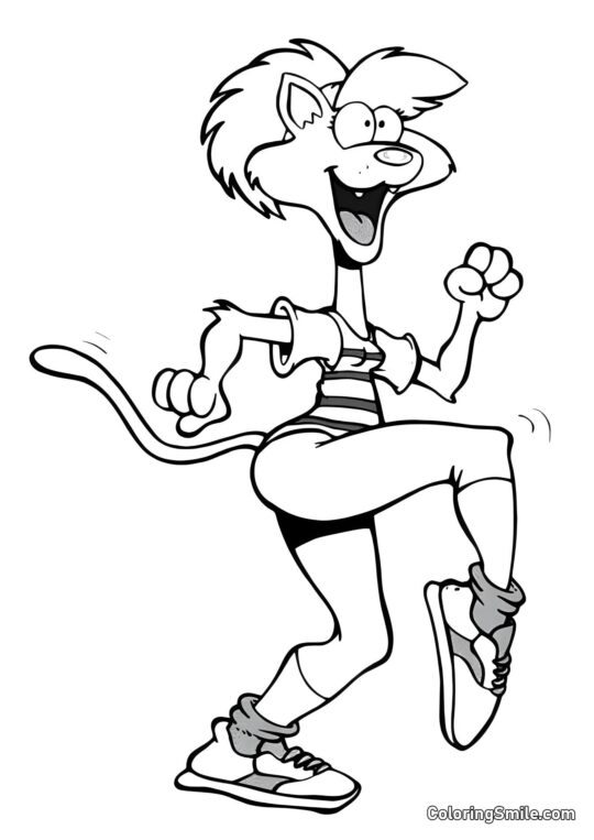 Tegneserie Kat i Sneakers - Farvelægningsside