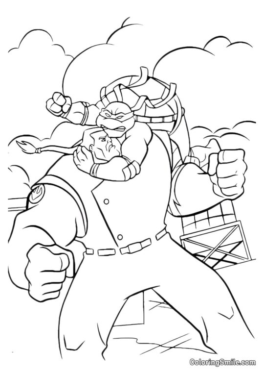 Ninja Skildpadde Angriber Ninja Skildpadde Angriber - Farvelægningsside