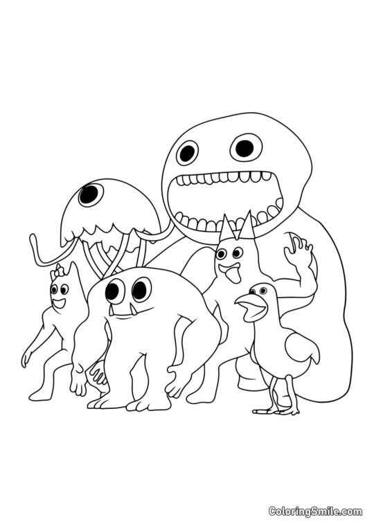 Garten af Banban karakterer - Farvelægningsside