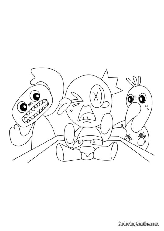 Helte fra Banban børnehave og Blå regnbueven - Farvelægningsside