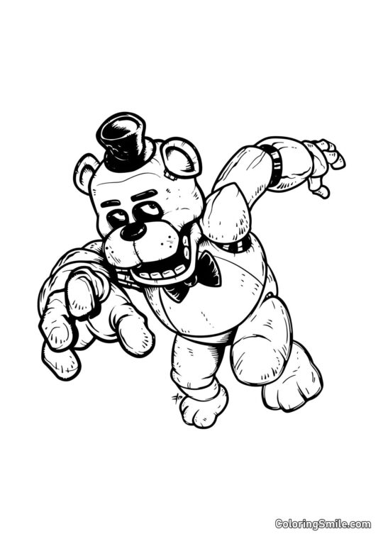 Freddy Fazbear Løber - Farvelægningsside