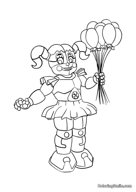 Baby Circus Baby med Balloner - Farvelægningsside