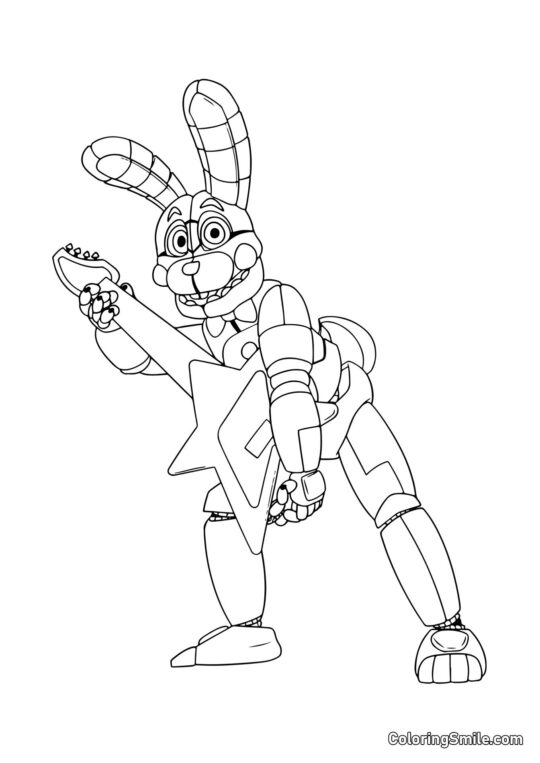 Bonnie med Guitar - Farvelægningsside