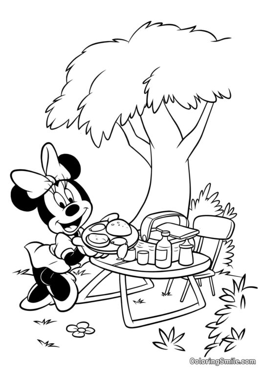 Minnie på picnic - Farvelægningsside