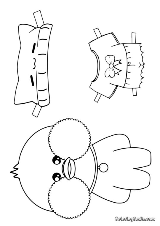 Lalafanfan med tøj (tank top, nederdel og hat) - Farvelægningsside