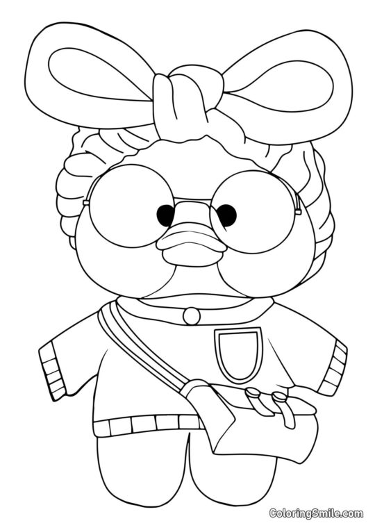 Lalafanfan And med smuk sløjfe - Farvelægningsside