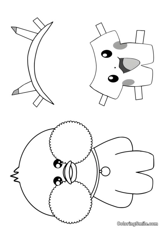Lalafanfan med tøj (Pikachu kostume) - Farvelægningsside