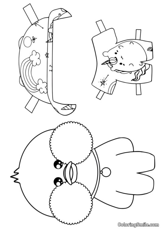 Lalafanfan med tøj (enhjørning pyjamas) - Farvelægningsside