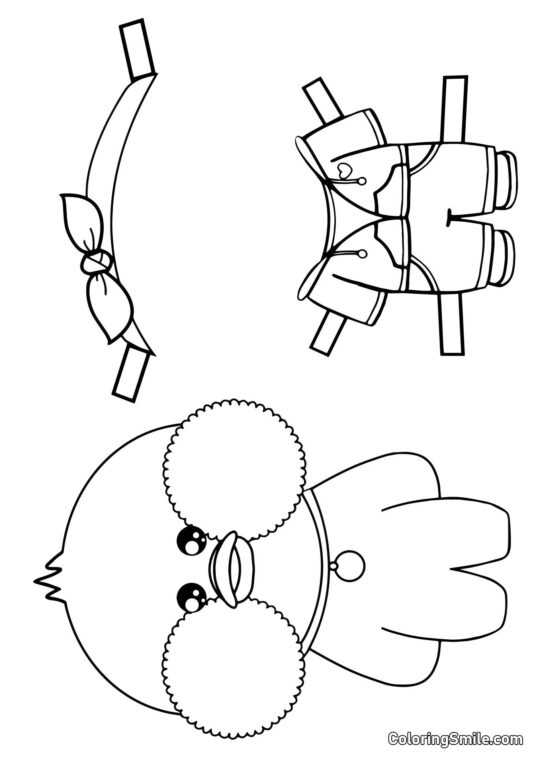 Lalafanfan med tøj (hoodie, bukser og pandebånd) - Farvelægningsside
