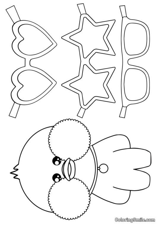 Lalafanfan med udskårne briller - Farvelægningsside