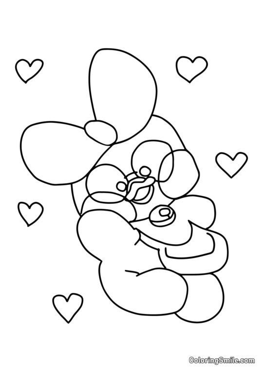 Lalafanfan And med hjerter - Farvelægningsside