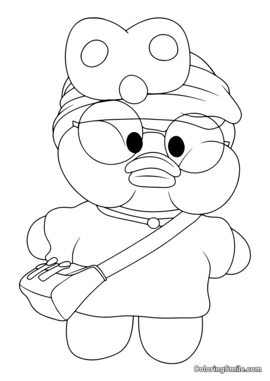 Lalafanfan And med søvnmaske - Farvelægningsside