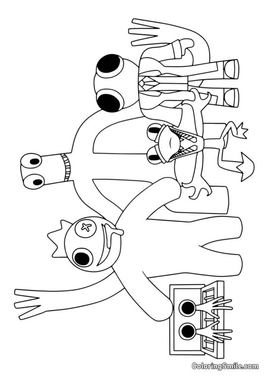 Rainbow Friends alle sammen - Farvelægningsside