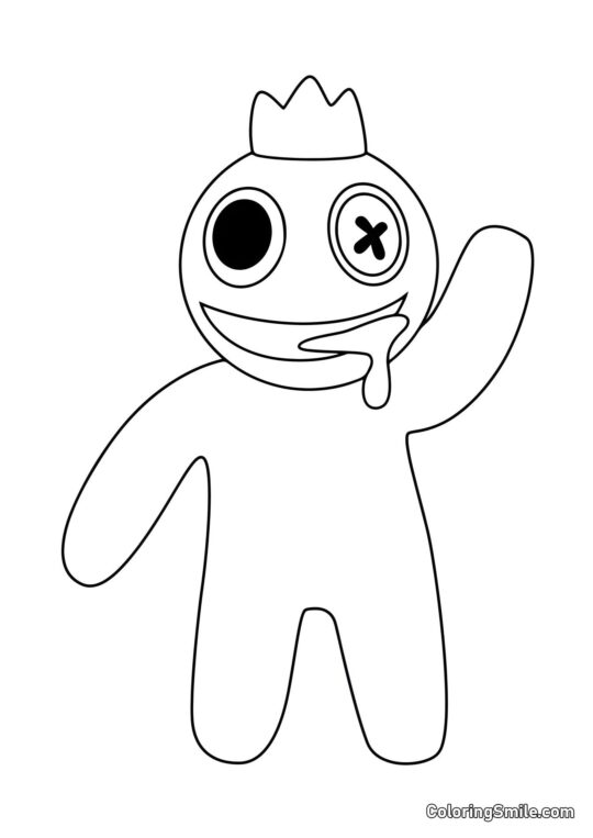 Blå fra Rainbow Friends hilser - Farvelægningsside