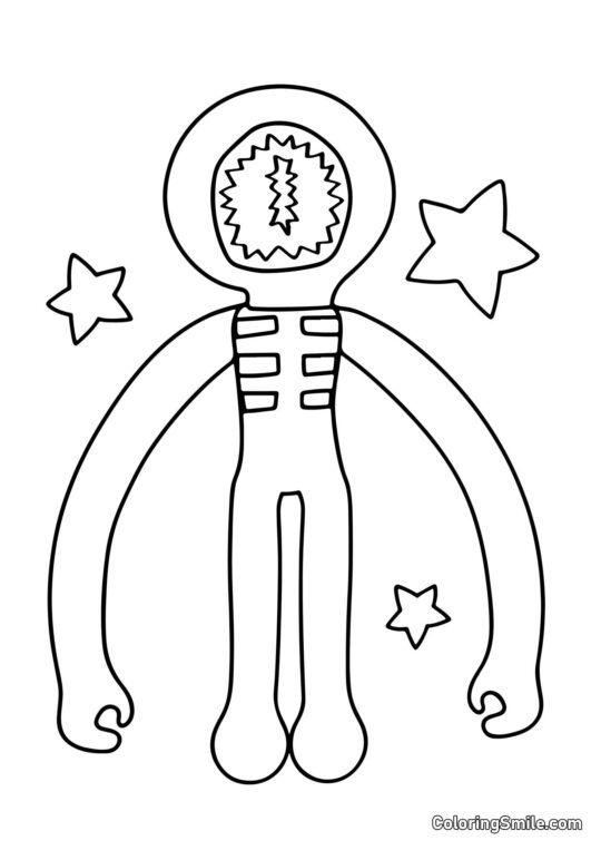 Rød ven med en tandfuld mund - Farvelægningsside