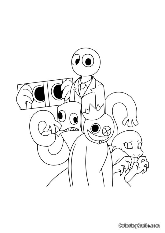 Selskab af Rainbow Friends - Farvelægningsside