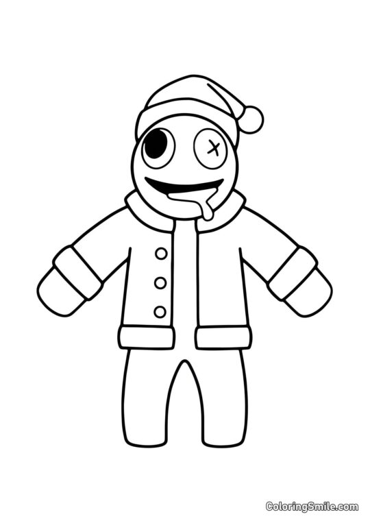 Blå i en julesok - Farvelægningsside