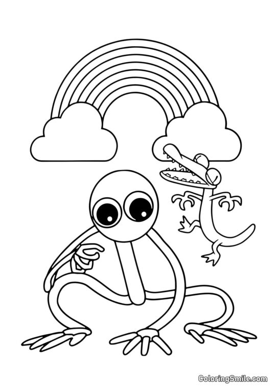 Lilla og Orange fra Rainbow Friends - Farvelægningsside