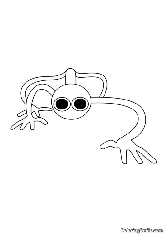 Lilla fra Rainbow Friends sniger sig - Farvelægningsside