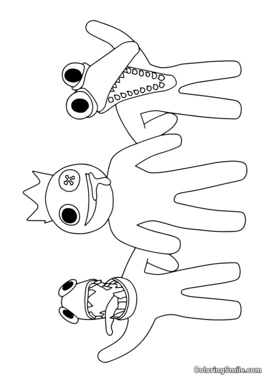 Blå, Grøn og Orange vinker - Farvelægningsside