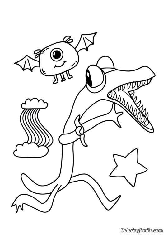 Orange ven løber i panik - Farvelægningsside