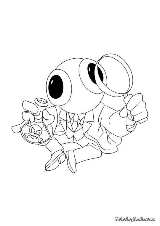 Regnbue med gift og forstørrelsesglas - Farvelægningsside