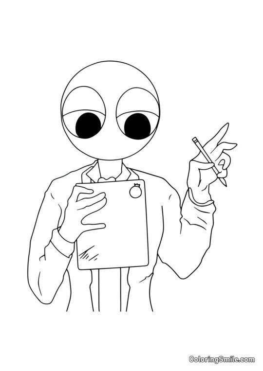 Rød med en blyant - Farvelægningsside