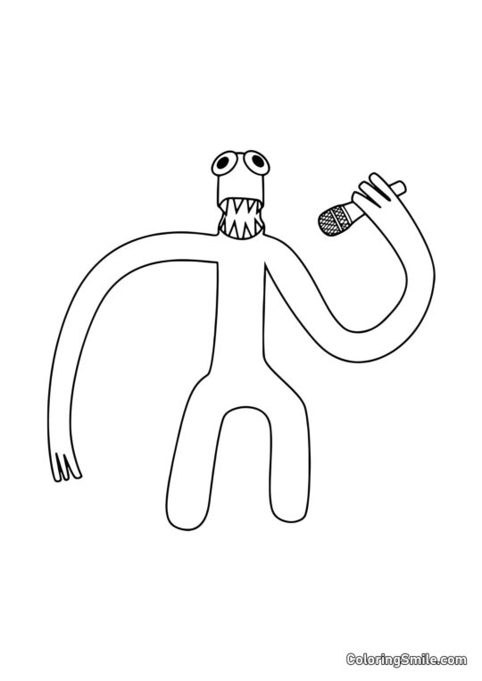 Grøn med en mikrofon - Farvelægningsside