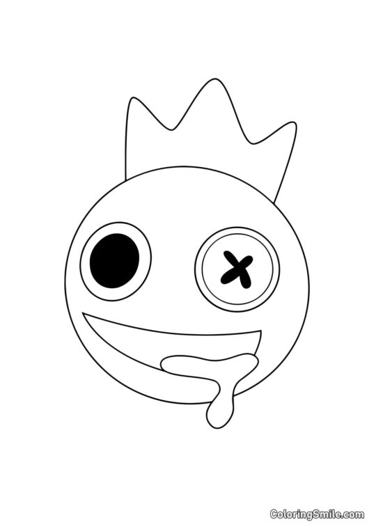 Portræt af Blå fra Rainbow Friends - Farvelægningsside