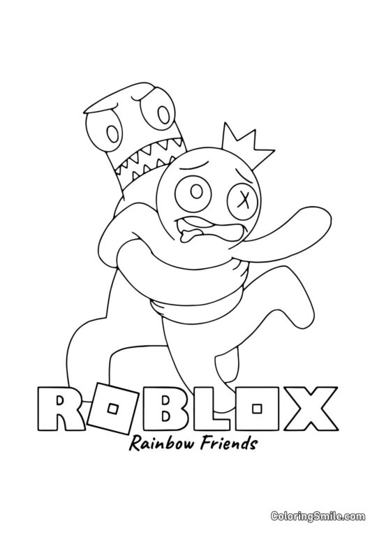 Grøn krammer Blå tæt - Farvelægningsside