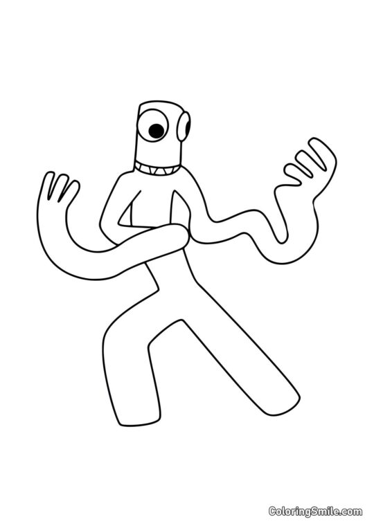 Grøn med lange arme - Farvelægningsside