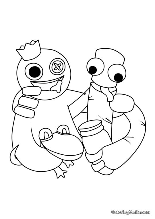 Blå, Grøn og Orange krammer - Farvelægningsside