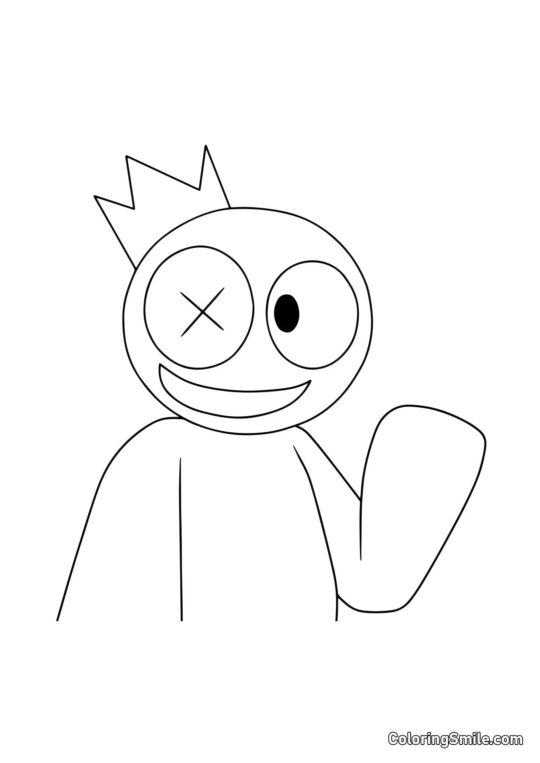 Sød Blå Rainbow Friend - Farvelægningsside