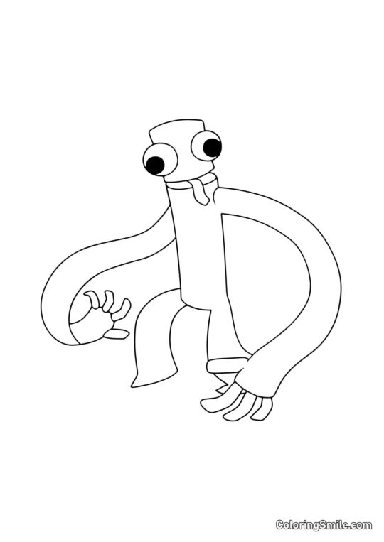 Grøn stikker tungen ud - Farvelægningsside