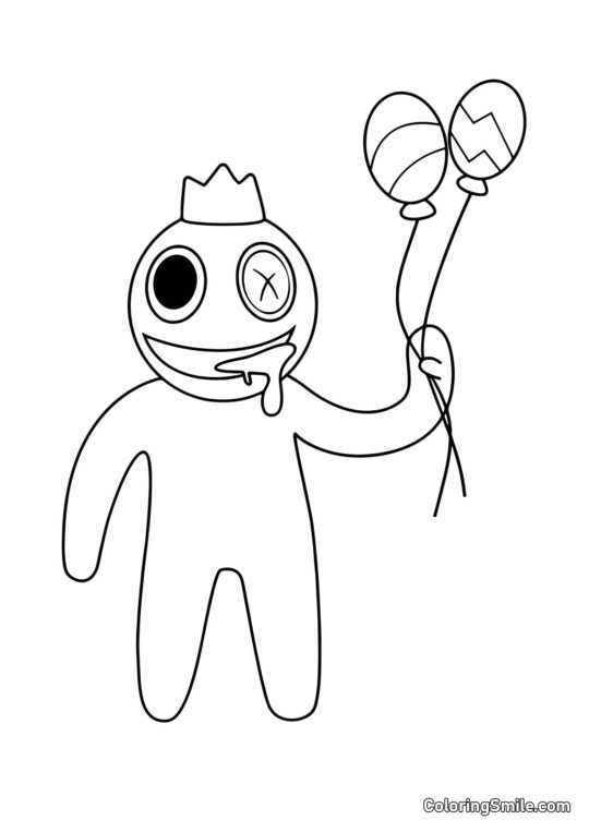 Blå med balloner - Farvelægningsside