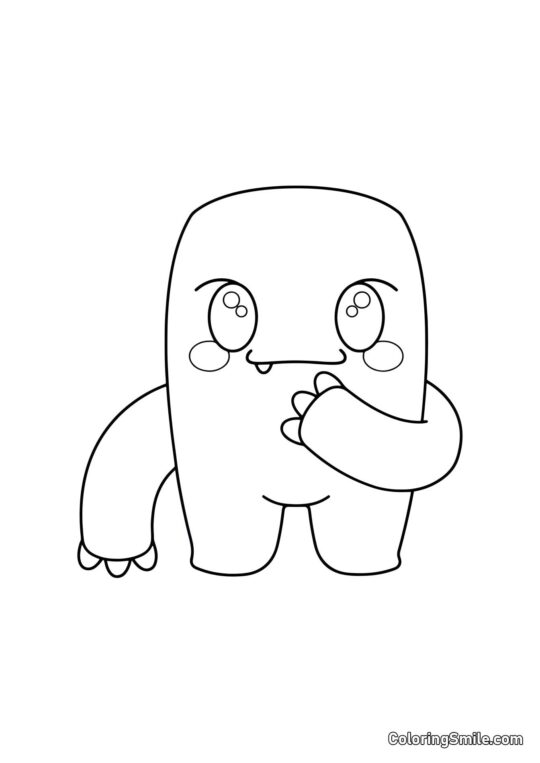 Kawaii Grøn fra Rainbow Friends - Farvelægningsside