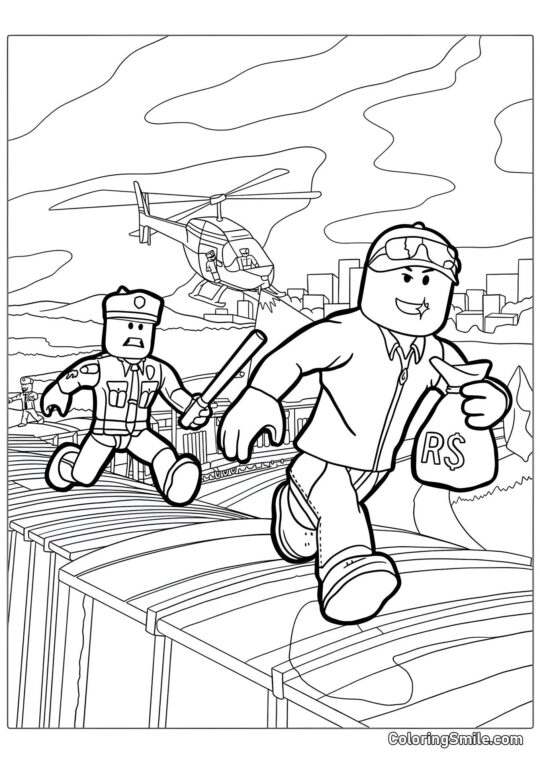 Roblox Løber fra Politiet - Farvelægningsside