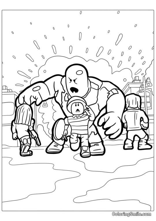 Roblox Løber fra Monster - Farvelægningsside