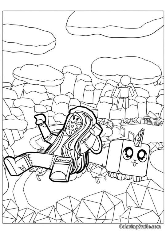 Roblox Pige Hud med Enhjørning - Farvelægningsside