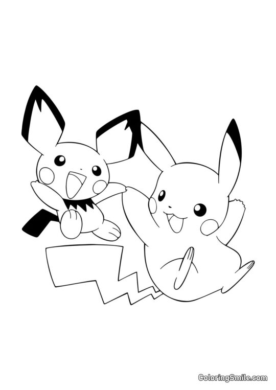 Pichu og Pikachu - Farvelægningsside