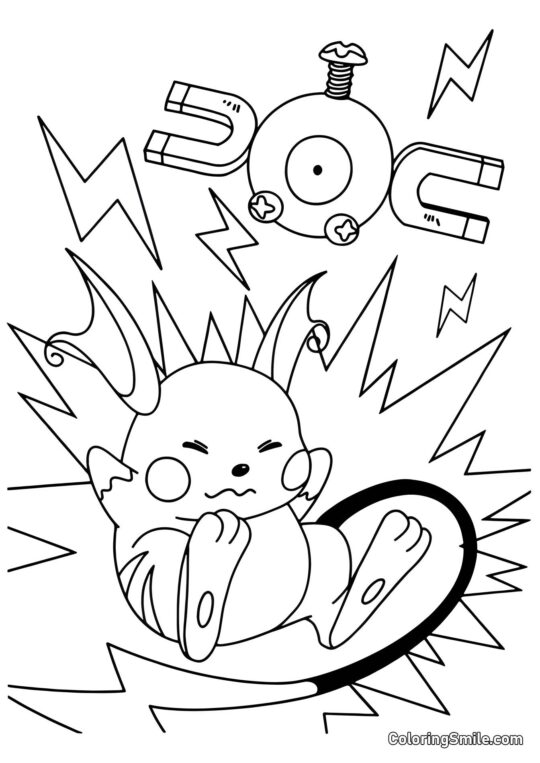 Raichu og Magnemite - Farvelægningsside