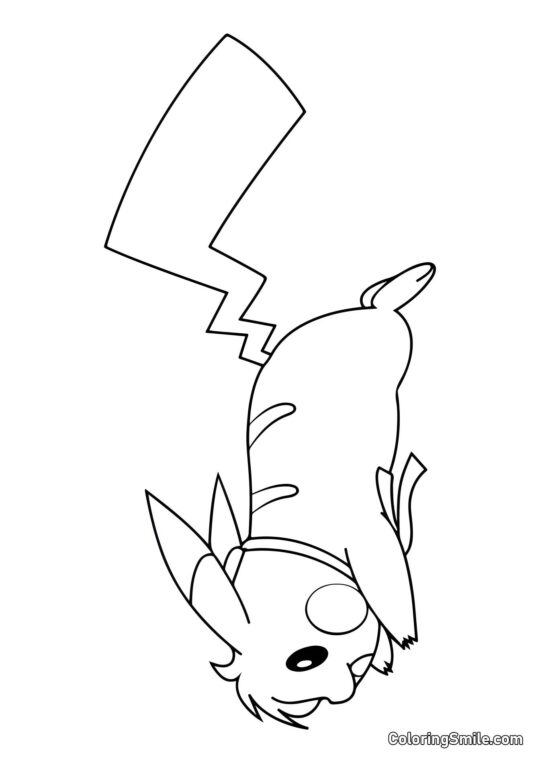 Pikachu Løbende på Fire Ben - Farvelægningsside